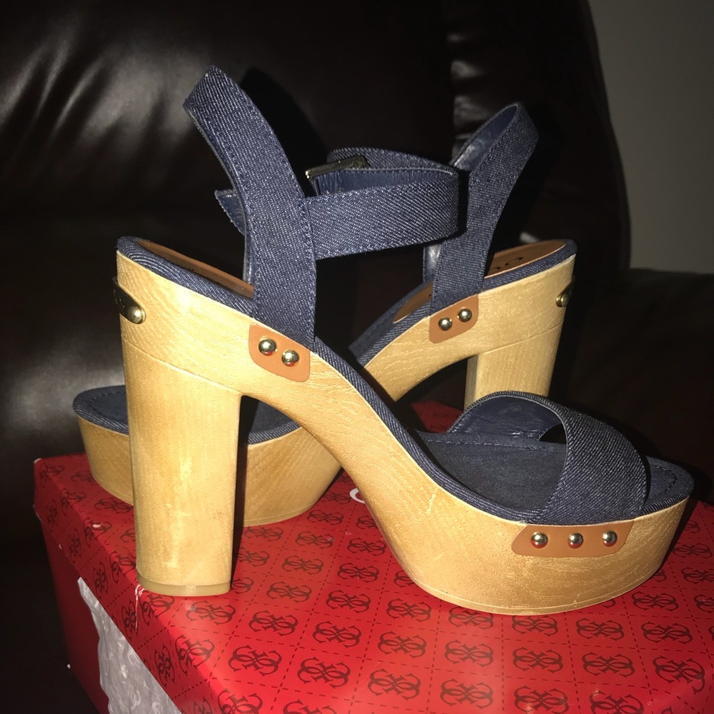 GUESS Denim Sandal Heels